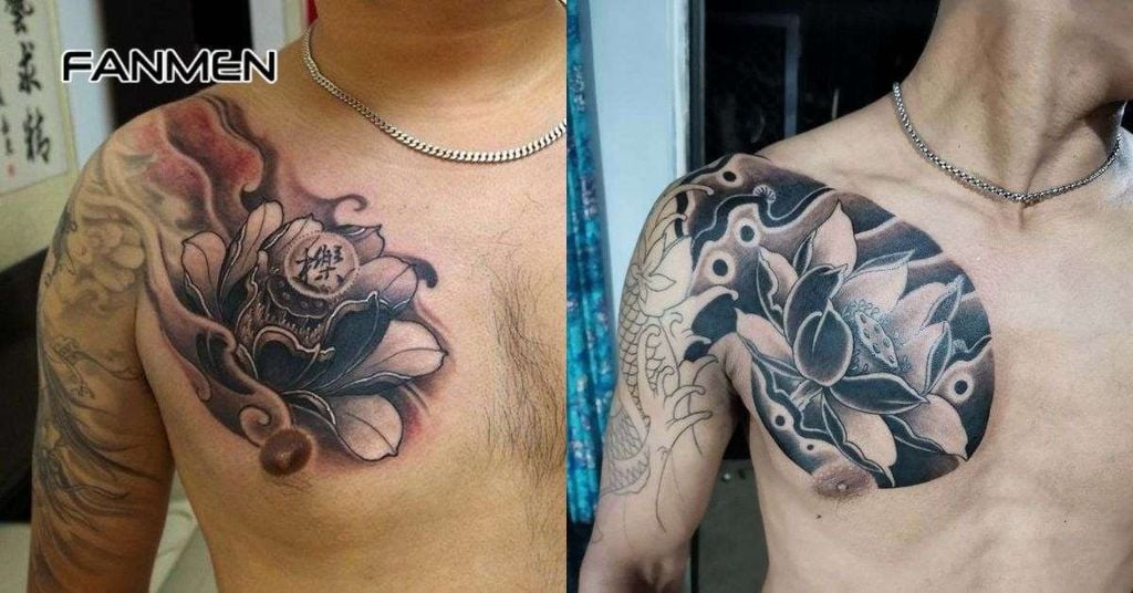 Hình xăm hoa ở ngực nam