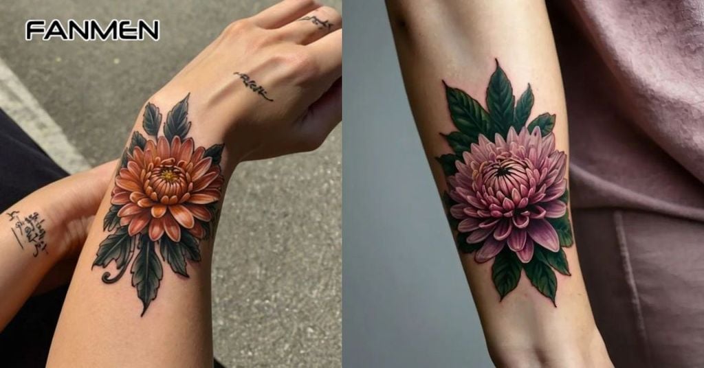 Hình xăm hoa màu chân thực, sống động 2