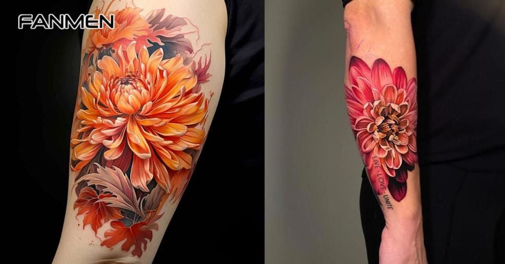 Hình xăm hoa màu chân thực, sống động 5