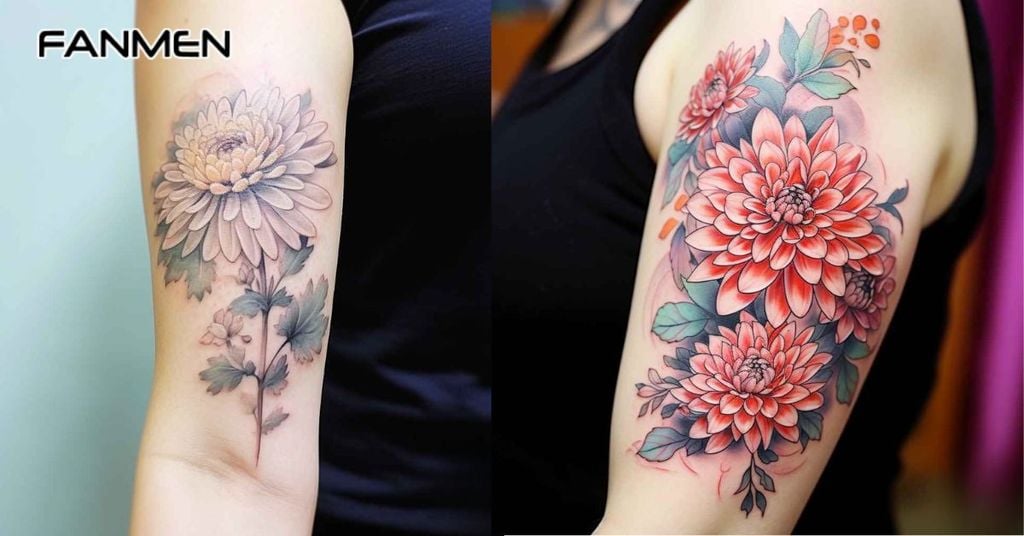 Hình xăm hoa màu chân thực, sống động 7