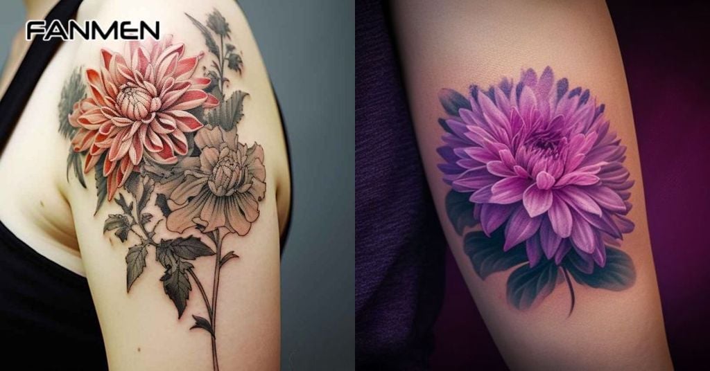 Hình xăm hoa màu chân thực, sống động 8