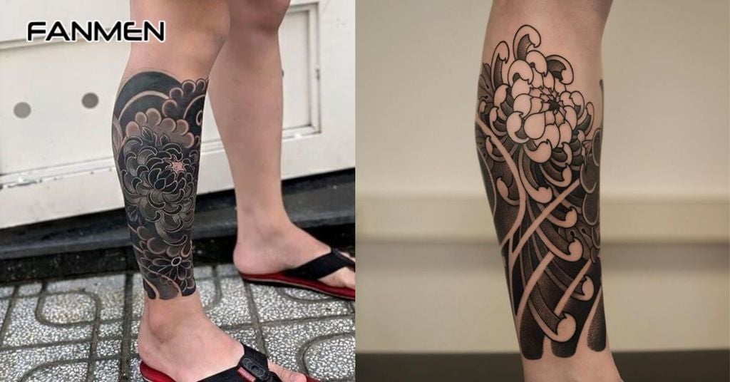 Hình xăm hoa cúc đen trắng 6