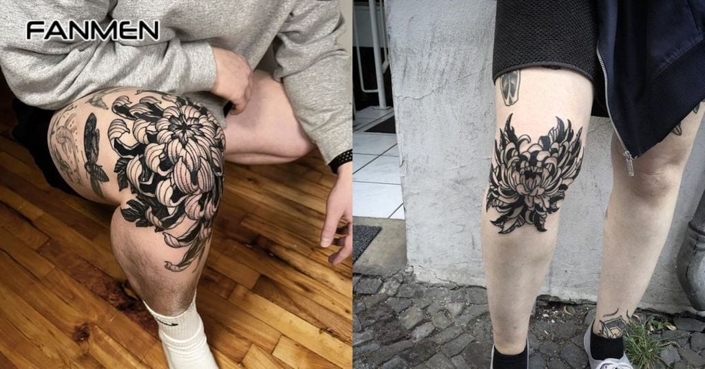 Hình xăm hoa cúc đen trắng8