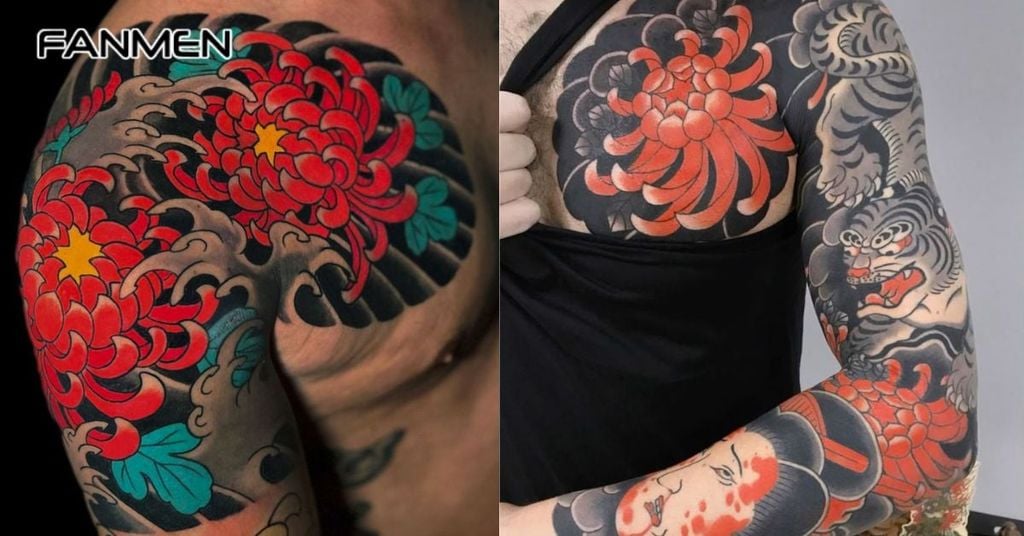 Hình xăm hoa cúc Nhật cổ 5