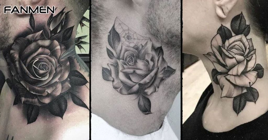 Hình Xăm Hoa Hồng Ở Cổ Cho Nam Mẫu 1