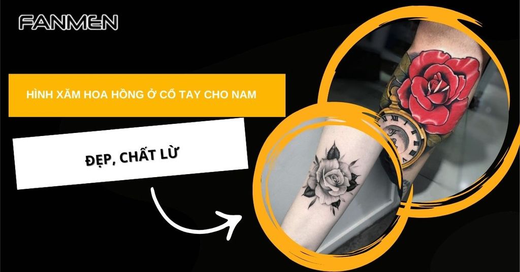 Hình xăm hoa hồng ở&nbsp;cổ tay cho nam