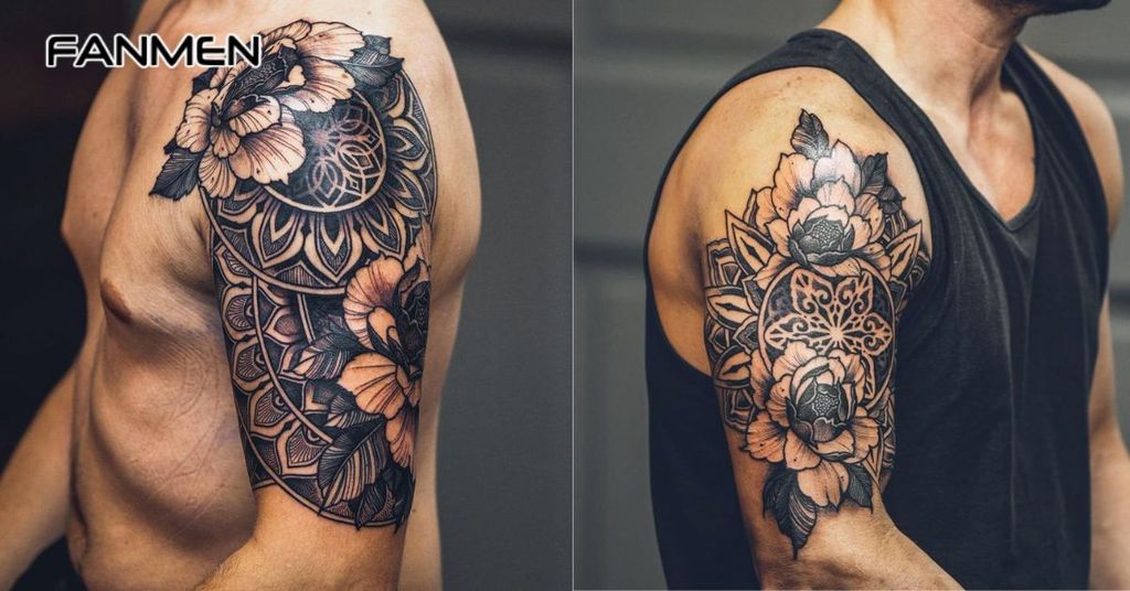 Hình xăm hoa mẫu đơn đen trắng&nbsp;12