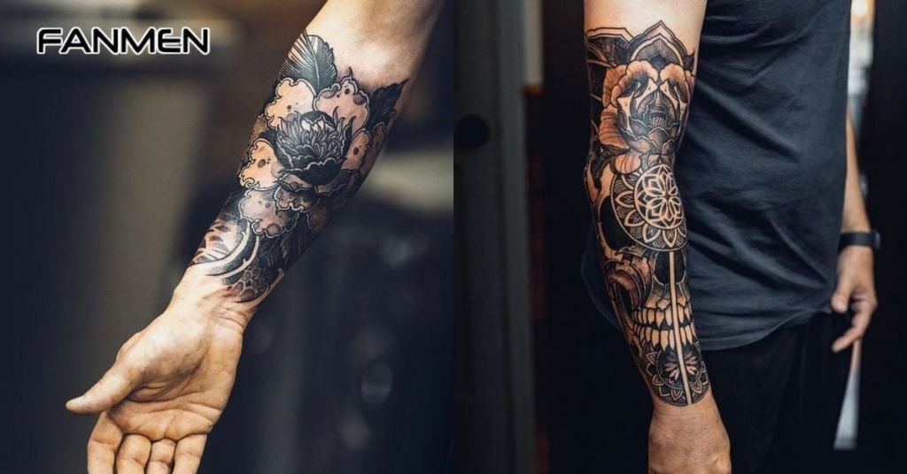 Hình xăm hoa mẫu đơn đen trắng&nbsp;13