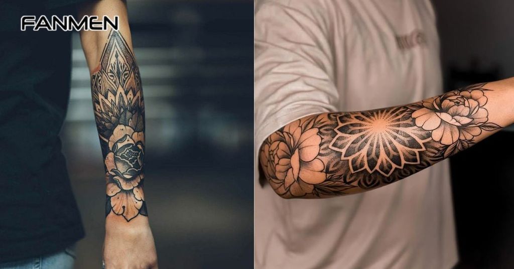 Hình xăm hoa mẫu đơn đen trắng&nbsp;14