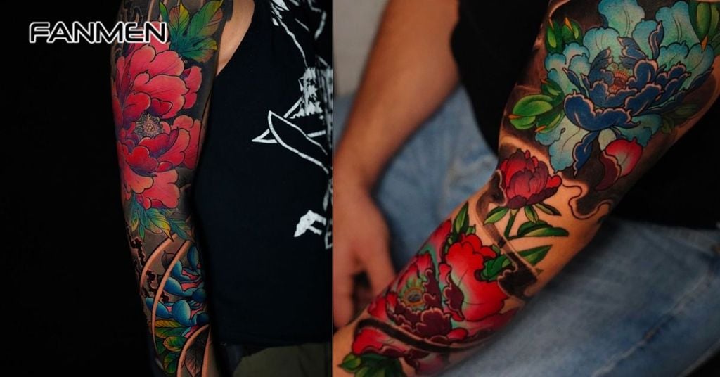 Hình xăm hoa mẫu đơn kín tay 10