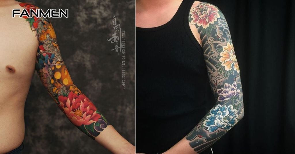 Hình xăm hoa mẫu đơn kín tay 14