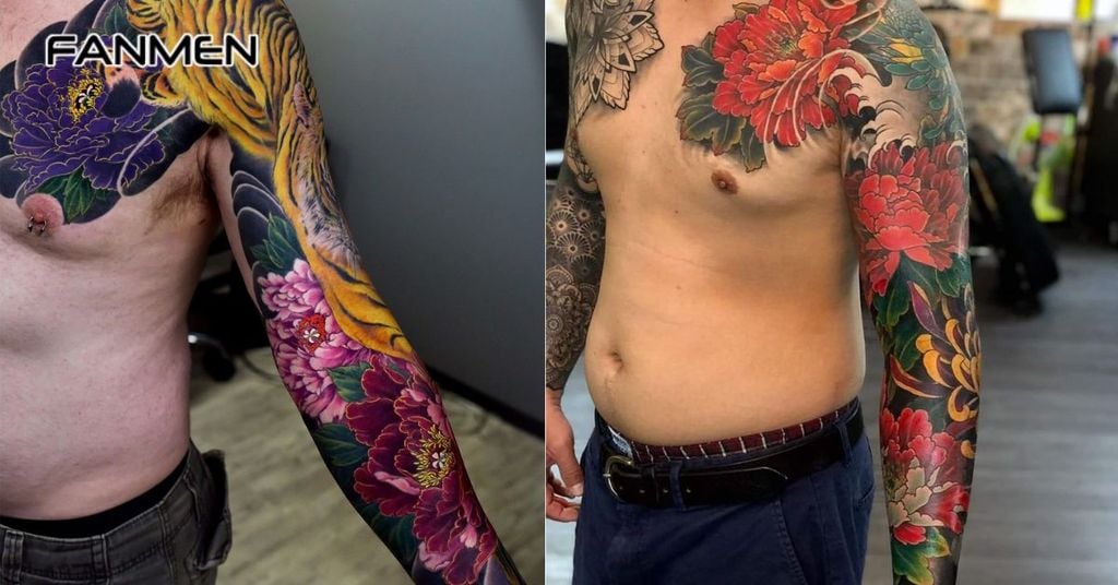 Hình xăm hoa mẫu đơn kín tay 7