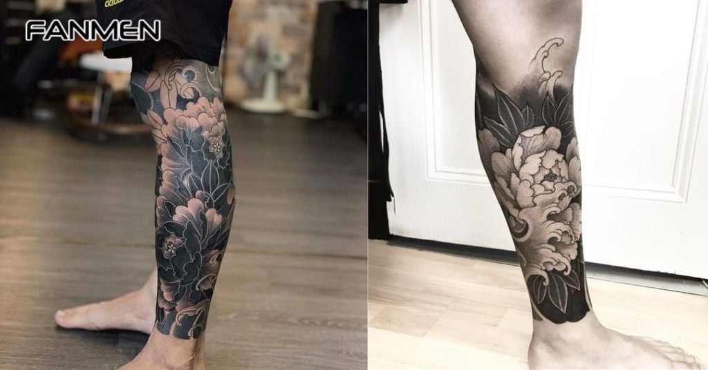 Hình xăm hoa cho nam ở chân 7