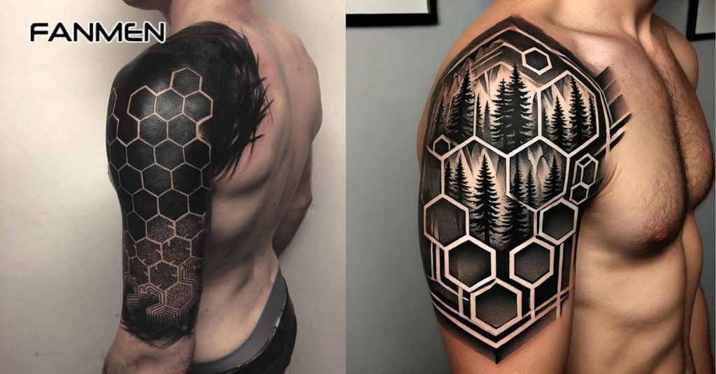 Hình xăm hoa văn bắp tay hình học 3