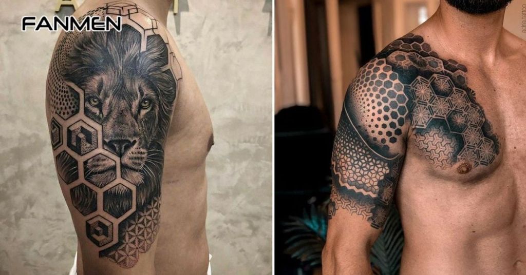 Hình xăm hoa văn bắp tay hình học 4