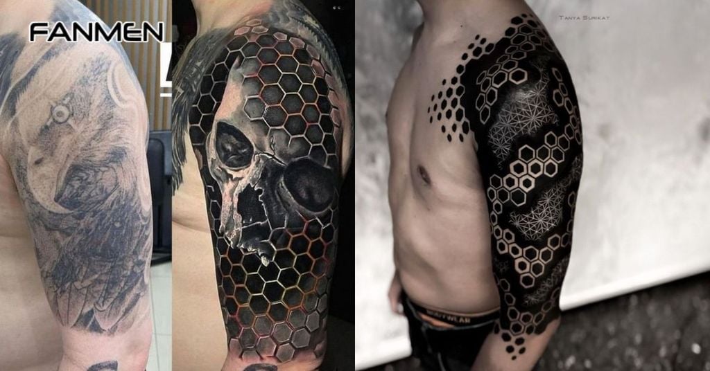 Hình xăm hoa văn bắp tay hình học 5