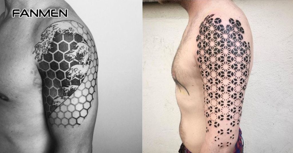 Hình xăm hoa văn bắp tay hình học 6