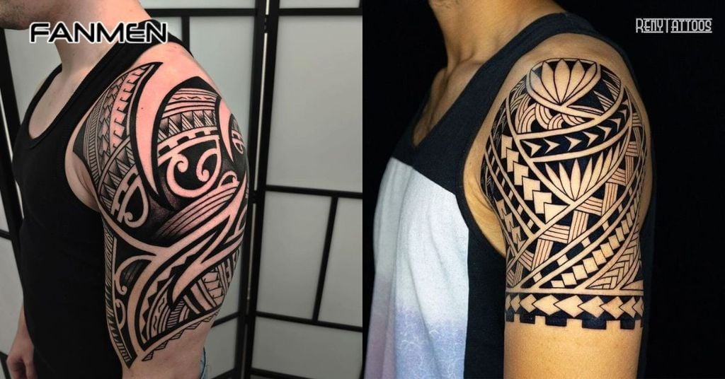 Hình xăm hoa văn bắp tay phong cách Maori 4