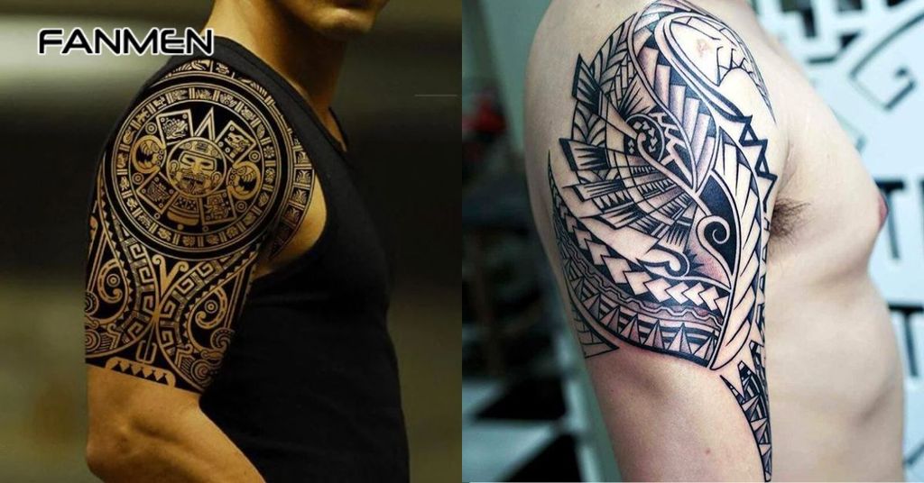 Hình xăm hoa văn bắp tay phong cách Maori 5