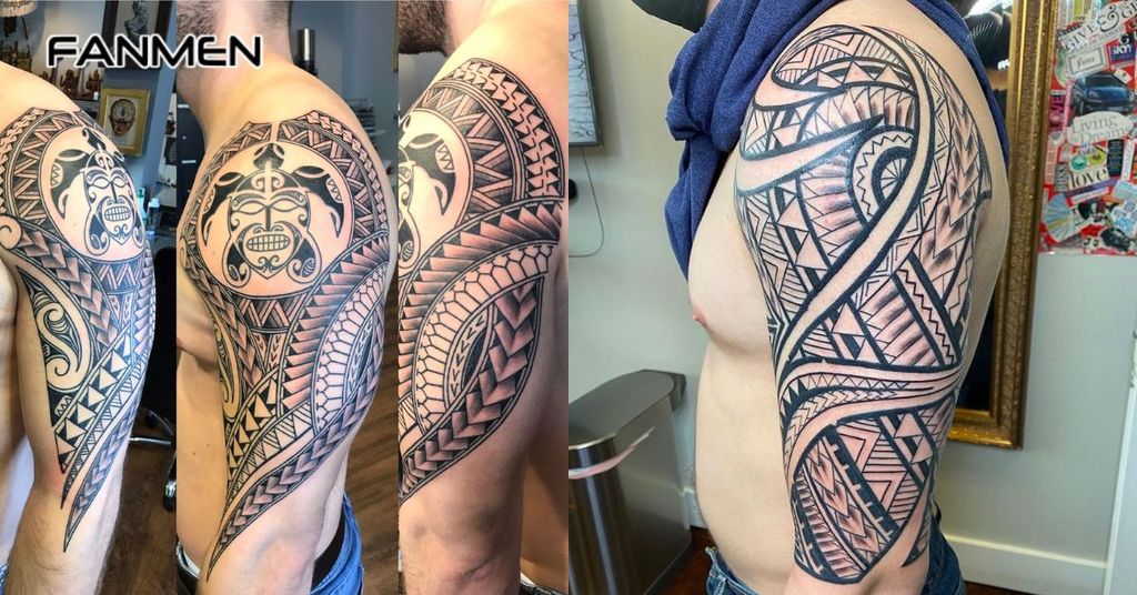 Hình xăm hoa văn bắp tay phong cách Maori 7