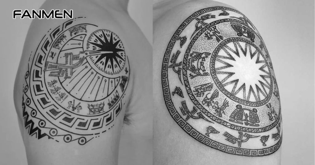 Hình xăm hoa văn bắp tay trống đồng 4