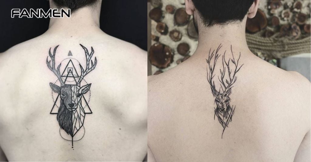 Hình xăm hươu cho nam ở lưng 1
