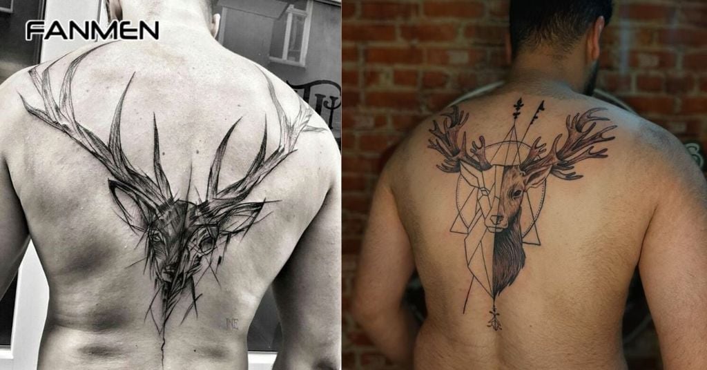 Hình xăm hươu cho nam ở lưng 9
