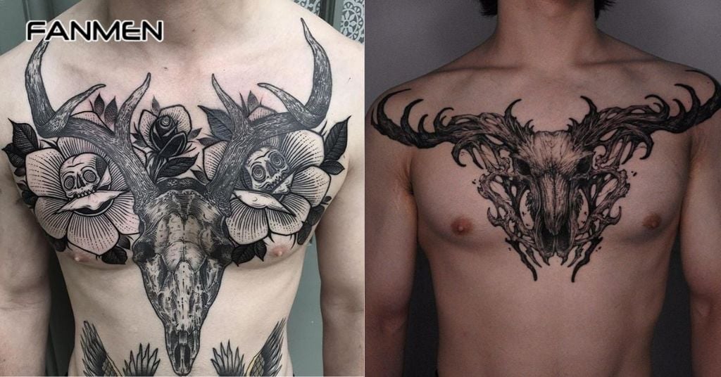 Hình xăm hươu cho nam ở ngực 7