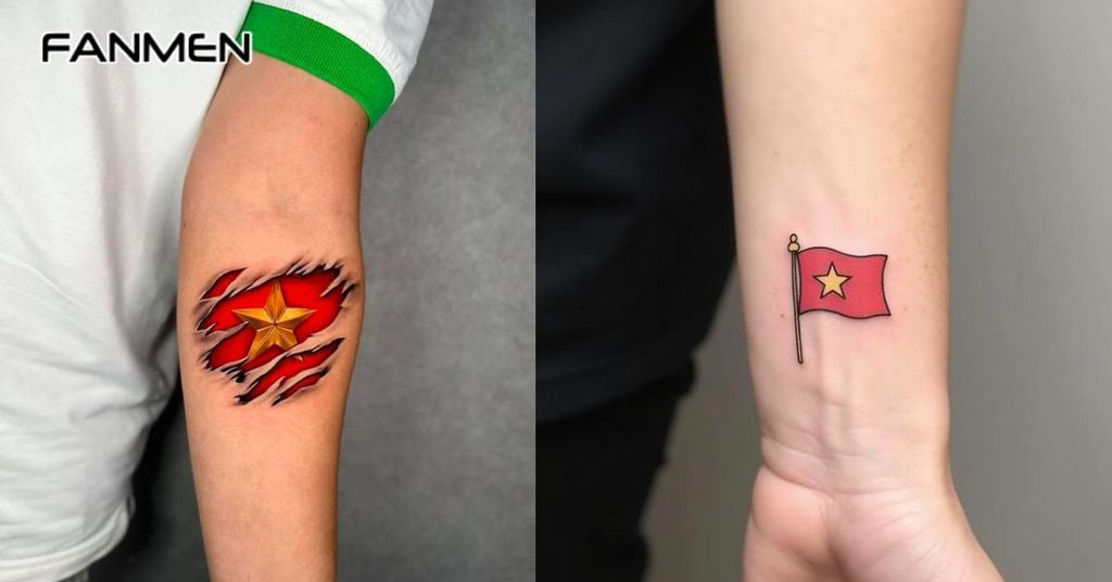 Hình xăm lá cờ Việt Nam ở cánh tay 3