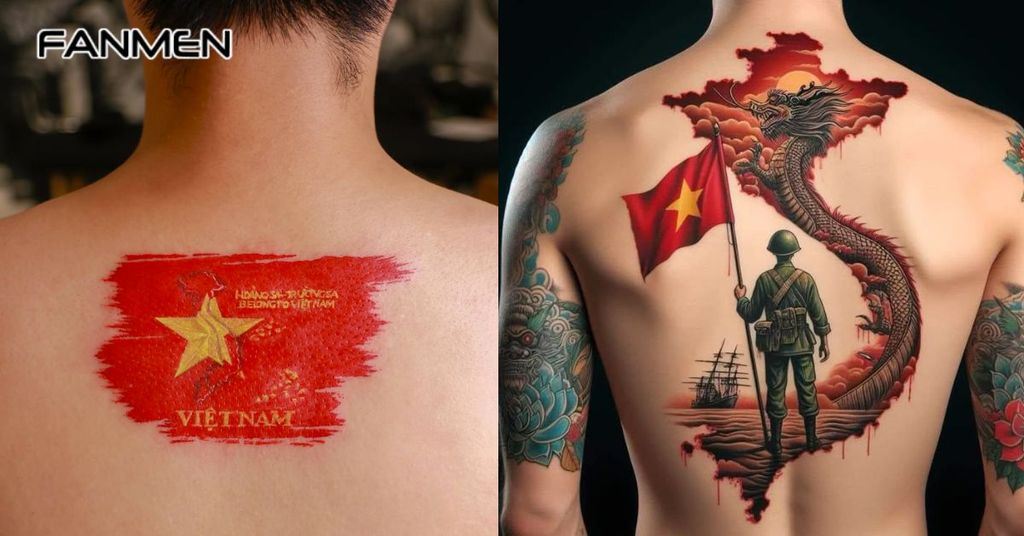 Hình xăm lá cờ Việt Nam ở lưng 1