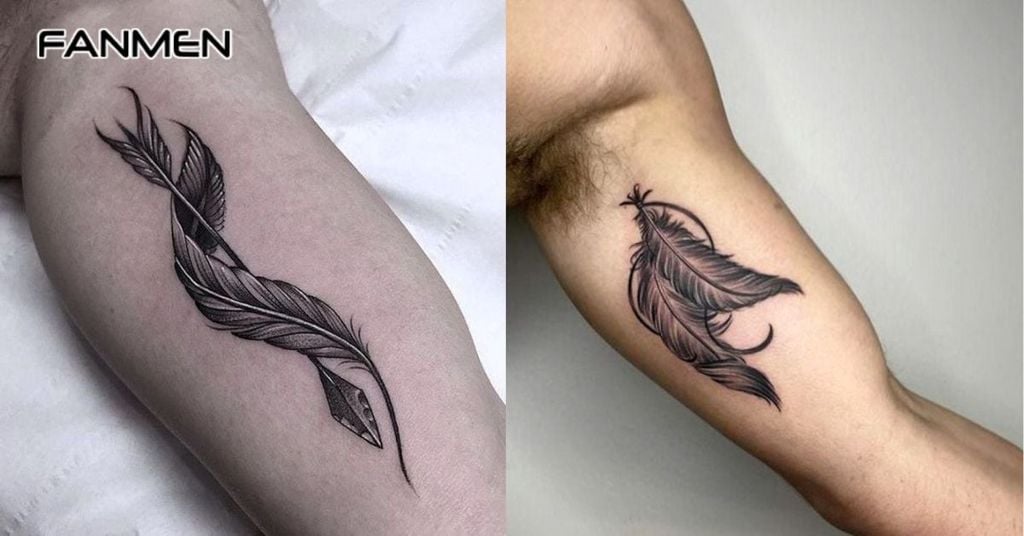 Hình xăm lông vũ cho nam ở tay 3