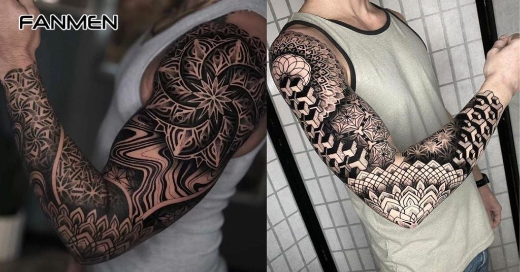 Hình xăm mandala kiểu tattoo sleeve 10
