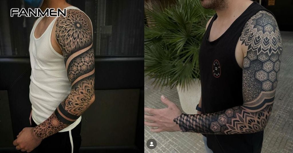 Hình xăm mandala kiểu tattoo sleeve 4