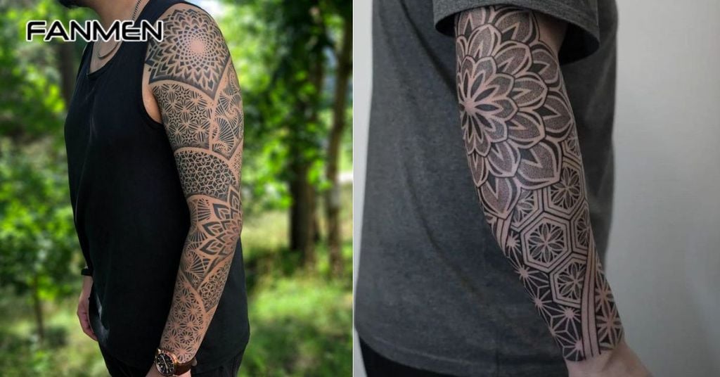 Hình xăm mandala kiểu tattoo sleeve 8