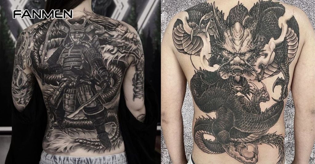 Hình xăm mạnh mẽ cho nam ở lưng