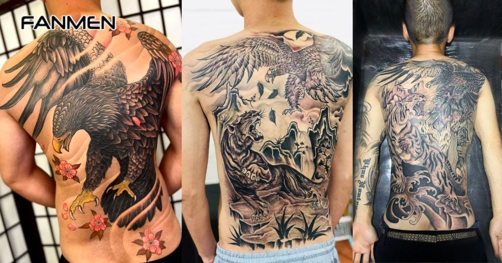 Hình xăm mạnh mẽ cho nam ở lưng