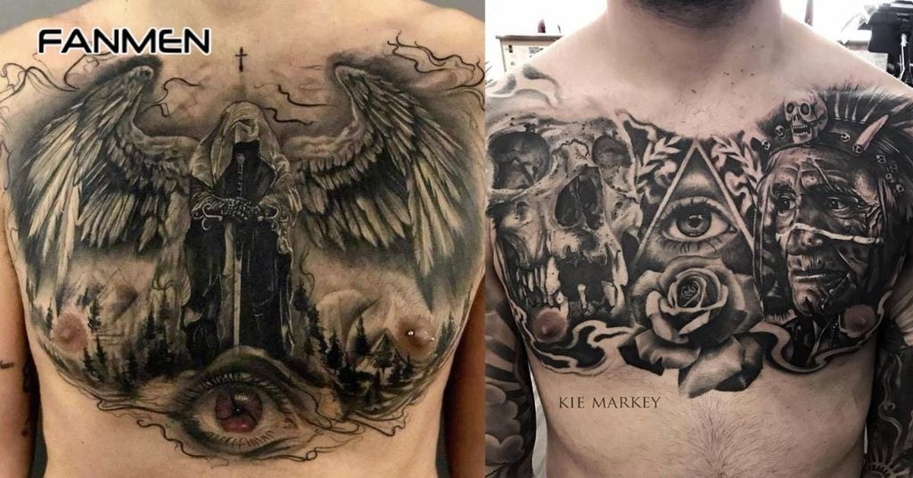 Hình xăm mạnh mẽ cho nam ở ngực