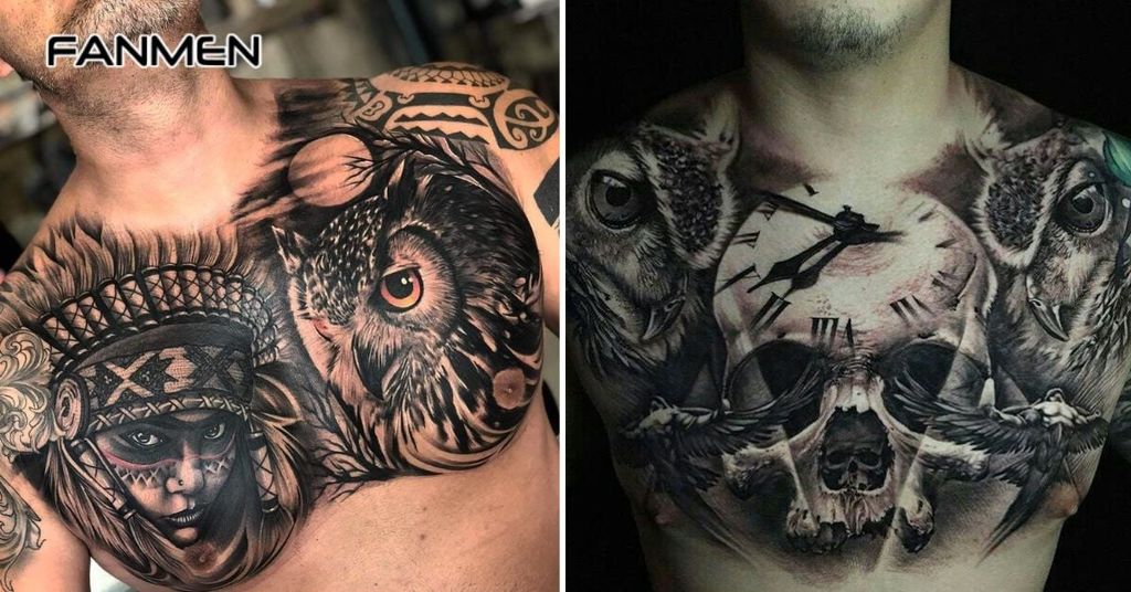 Hình xăm mạnh mẽ cho nam ở ngực