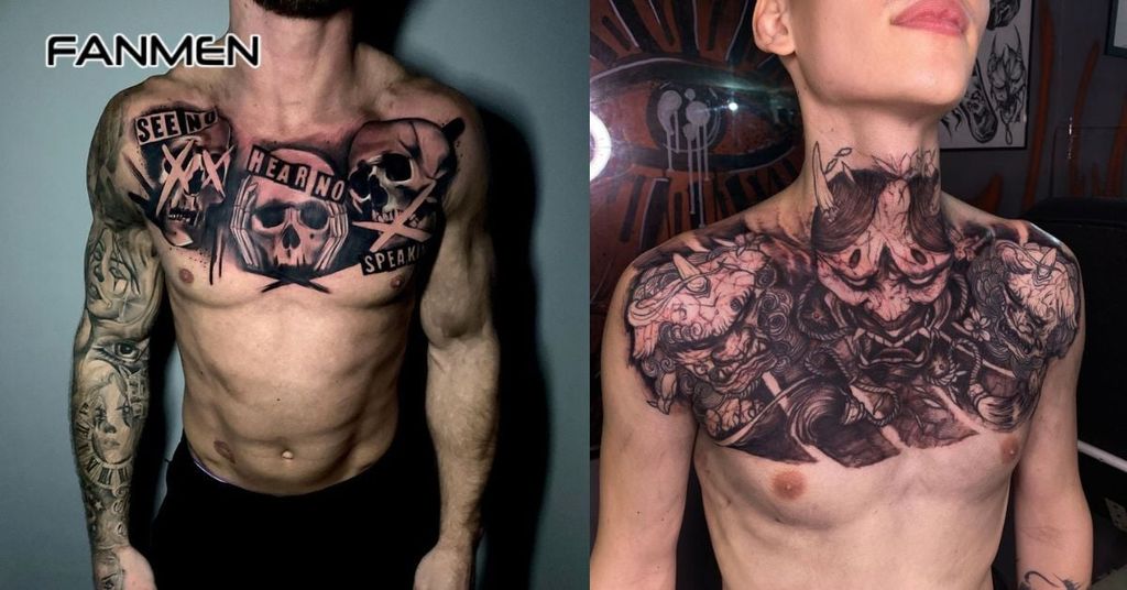 Hình xăm mạnh mẽ cho nam ở ngực