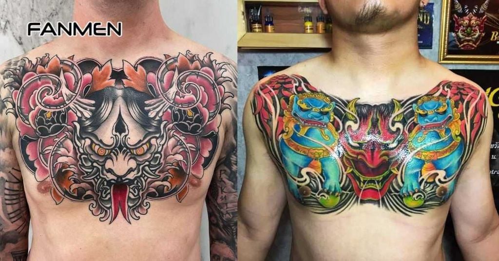 Hình xăm mặt quỷ ở ngực nam