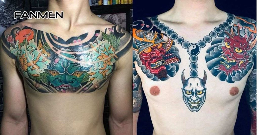 Hình xăm mặt quỷ ở ngực nam