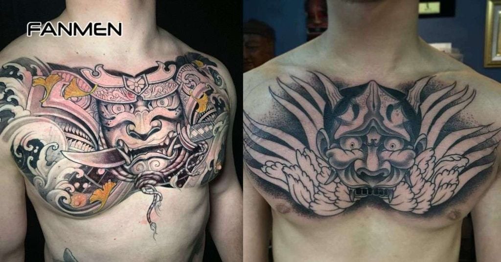 Hình xăm mặt quỷ ở ngực nam