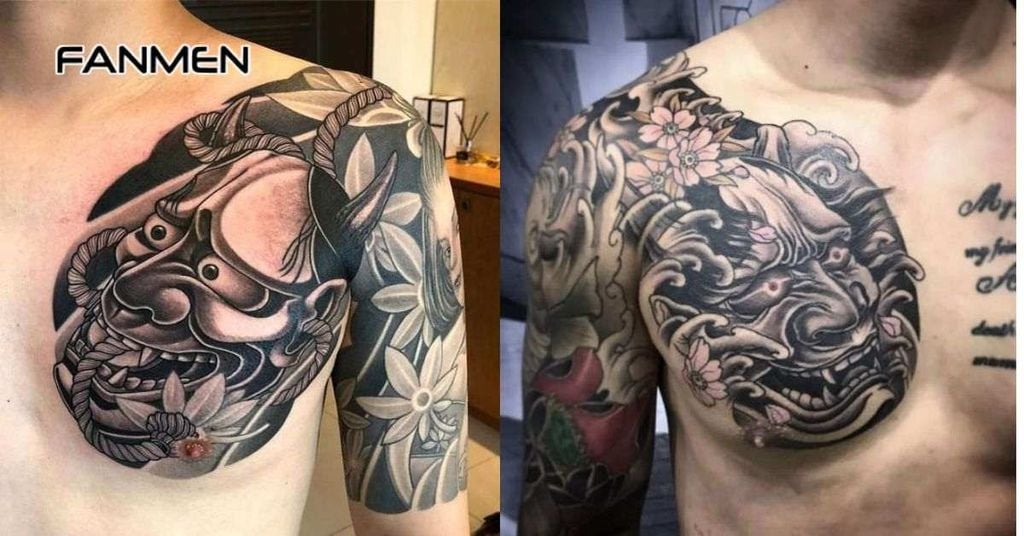 Hình xăm mặt quỷ ở ngực nam