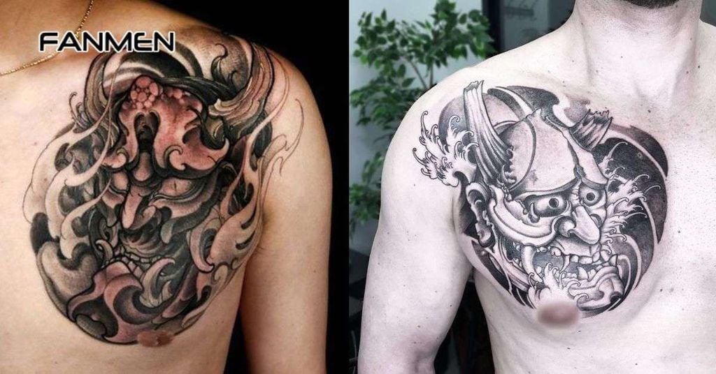 Hình xăm mặt quỷ ở ngực nam