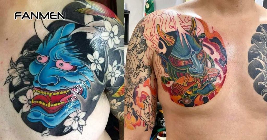 Hình xăm mặt quỷ ở ngực nam