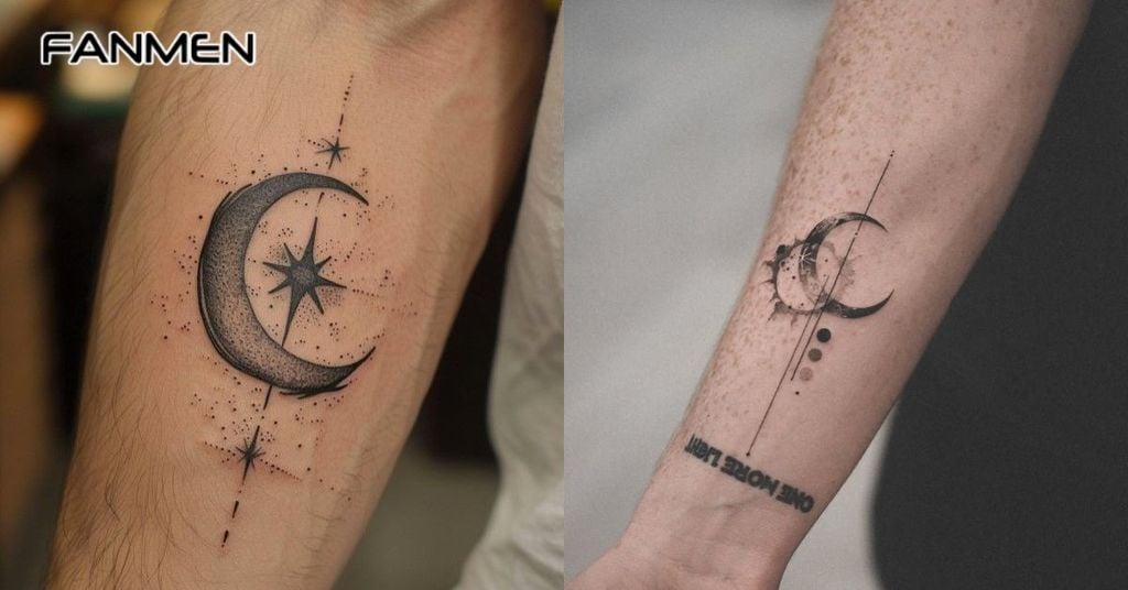 Mẫu hình xăm mặt trăng đơn giản 4