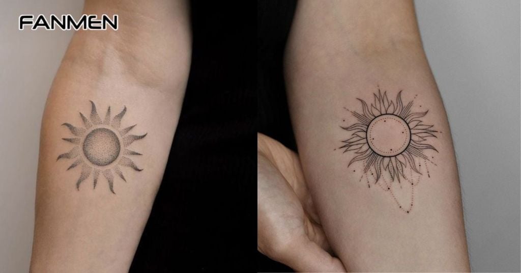 Mẫu hình xăm mặt trời đơn giản cho nam 10