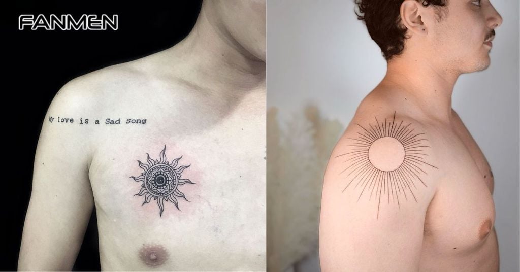 Mẫu hình xăm mặt trời đơn giản cho nam 9