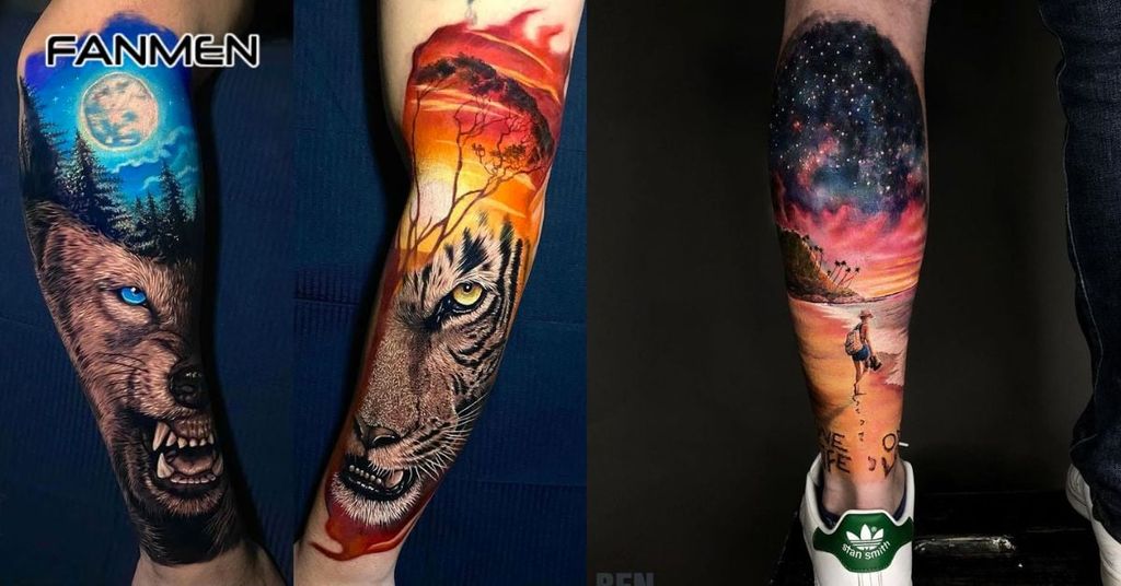 Hình xăm màu nước cho nam