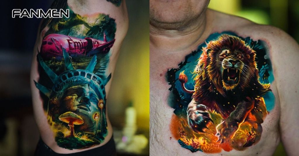 Hình xăm màu nước cho nam